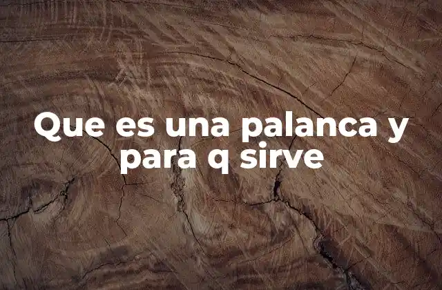 Que es una Palanca y para Q Sirve