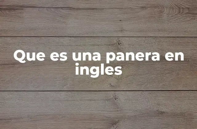 Que es una Panera en Ingles