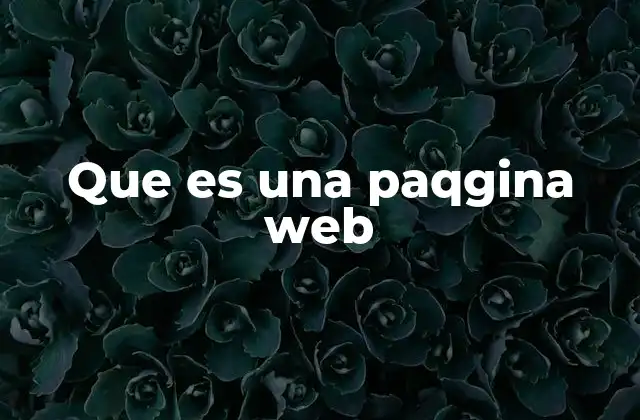 Que es una Paqgina Web