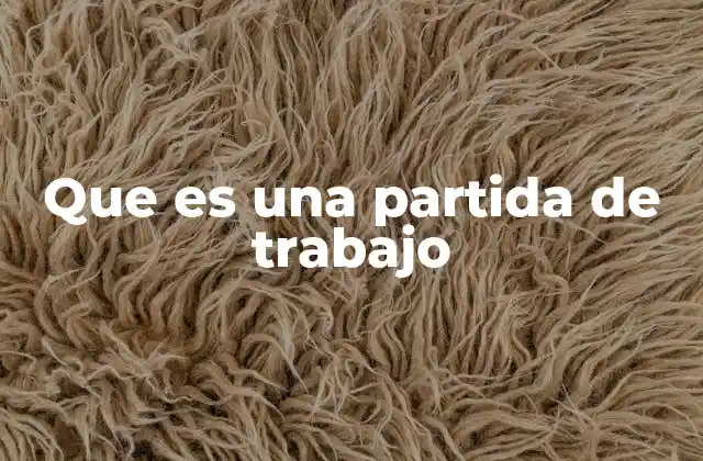 Que es una Partida de Trabajo