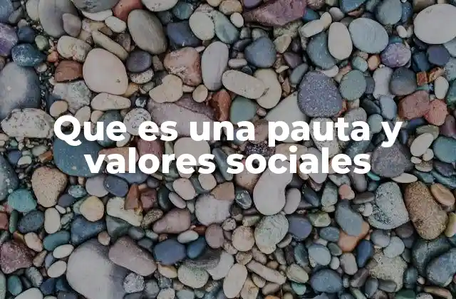 Que es una Pauta y Valores Sociales