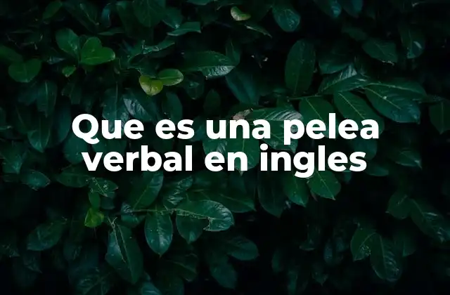 Que es una Pelea Verbal en Ingles