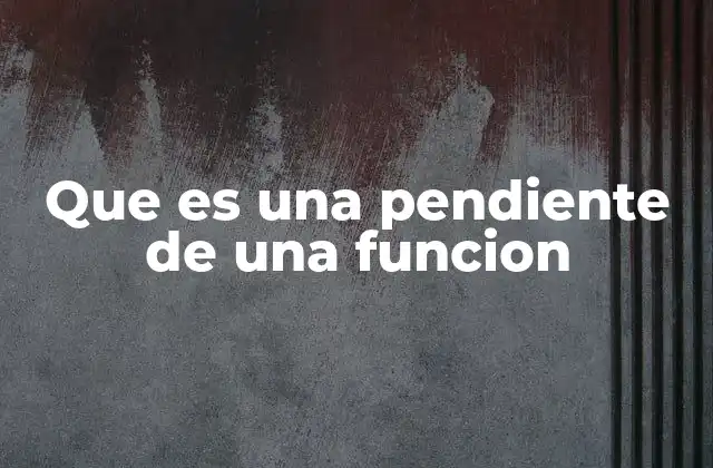 Que es una Pendiente de una Funcion