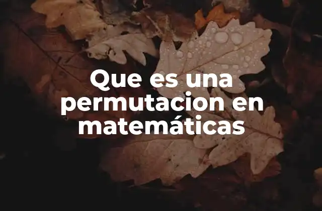 Que es una Permutacion en Matemáticas