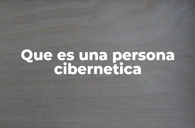Que es una Persona Cibernetica