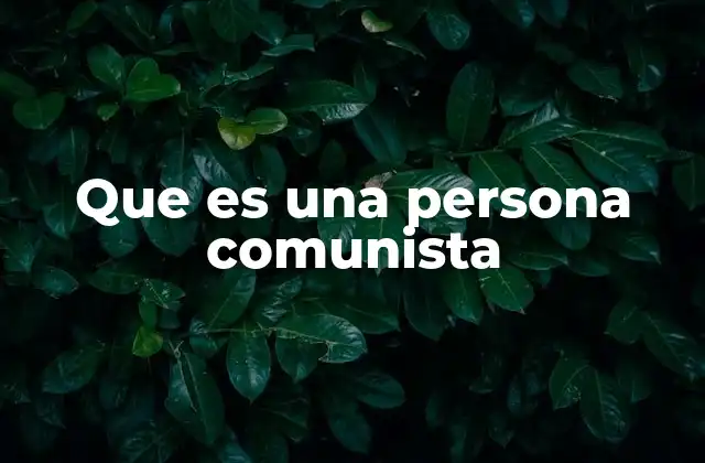 Que es una Persona Comunista