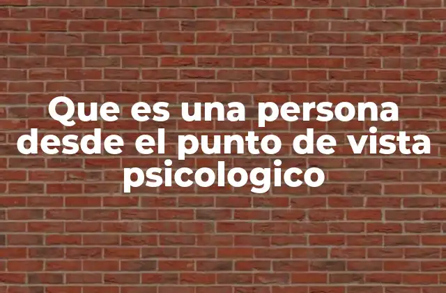 Que es una Persona desde el Punto de Vista Psicologico