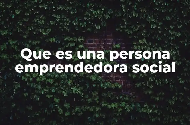 Que es una Persona Emprendedora Social