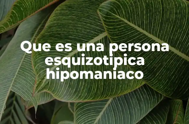 Que es una Persona Esquizotipica Hipomaniaco