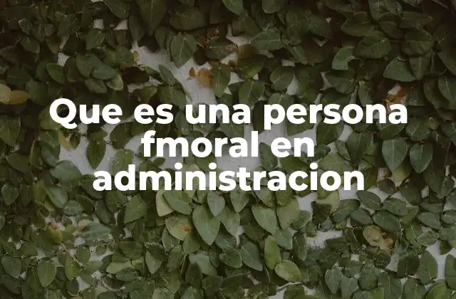 Que es una Persona Fmoral en Administracion