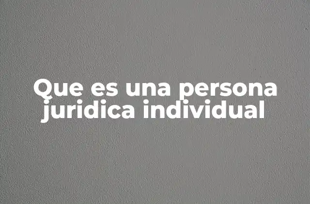Que es una Persona Juridica Individual