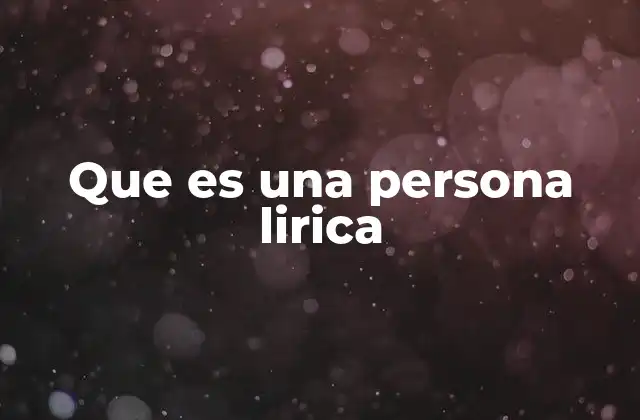 Que es una Persona Lirica