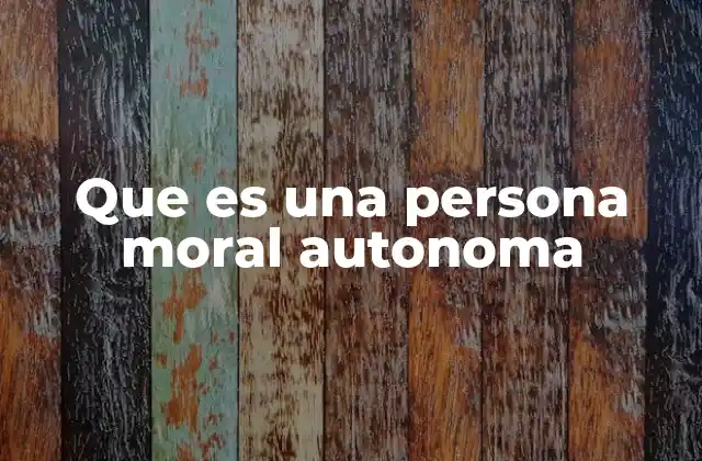 Que es una Persona Moral Autonoma
