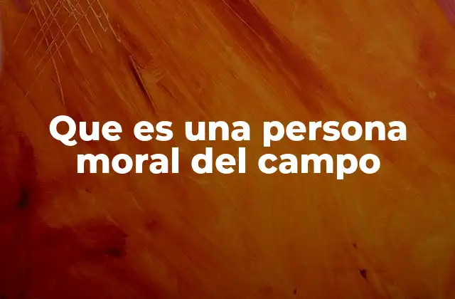 Que es una Persona Moral Del Campo