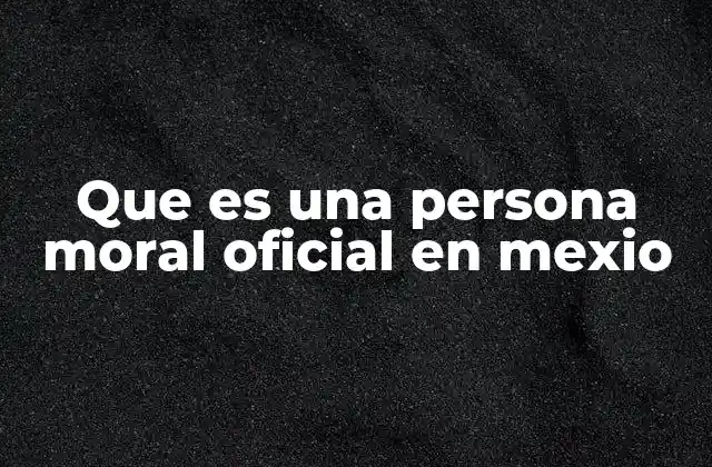 Que es una Persona Moral Oficial en Mexio