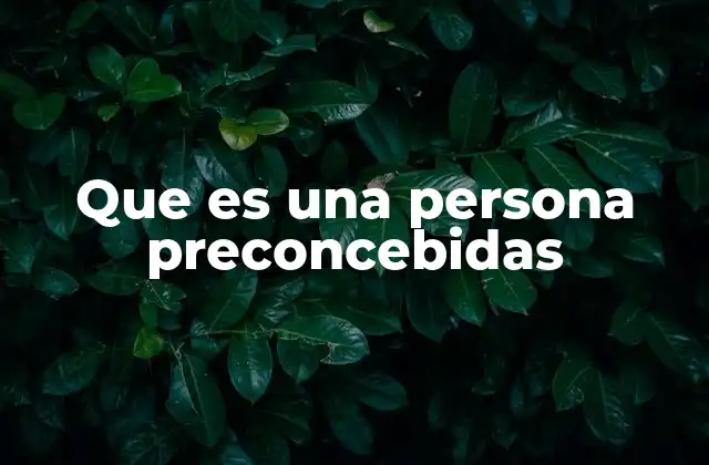 Que es una Persona Preconcebidas