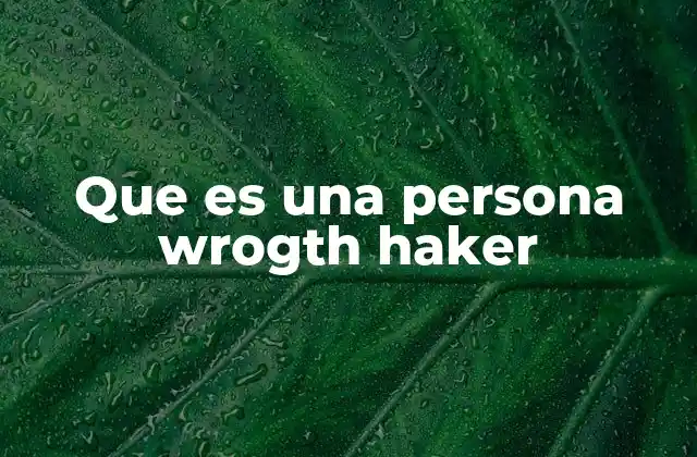 Que es una Persona Wrogth Haker