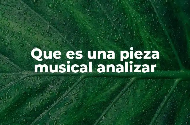 Que es una Pieza Musical Analizar