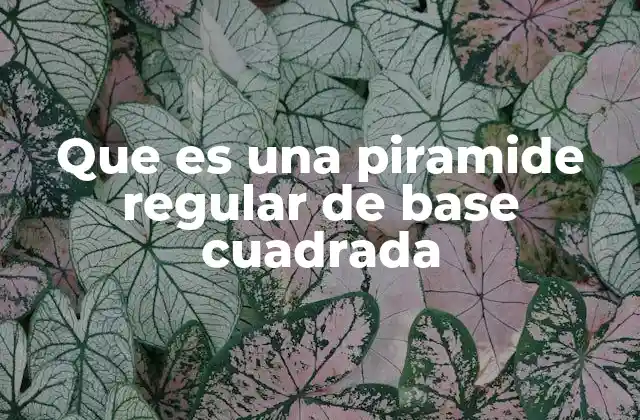 Que es una Piramide Regular de Base Cuadrada