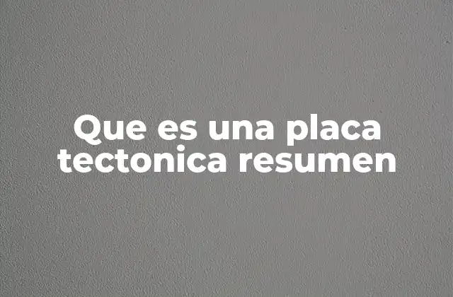 Que es una Placa Tectonica Resumen