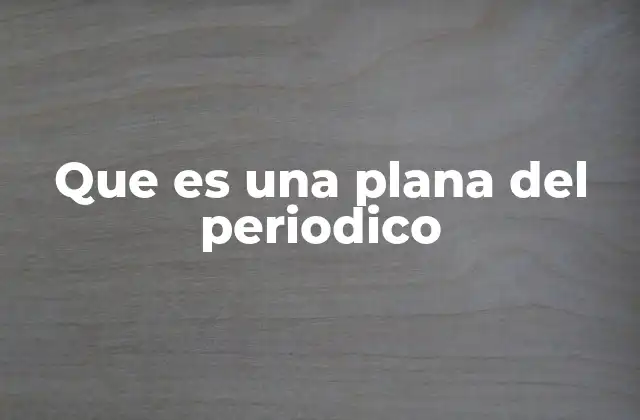 Que es una Plana Del Periodico