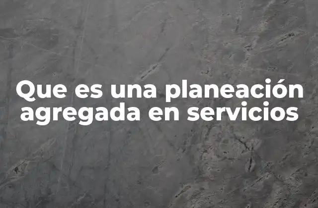 Que es una Planeación Agregada en Servicios