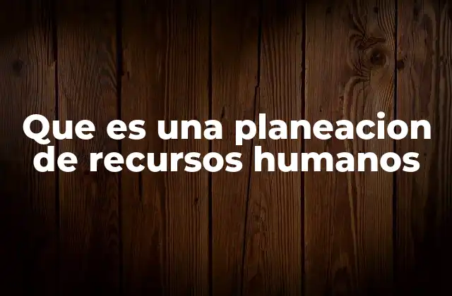 Que es una Planeacion de Recursos Humanos