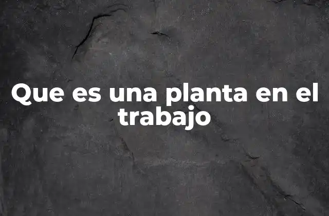 Que es una Planta en el Trabajo