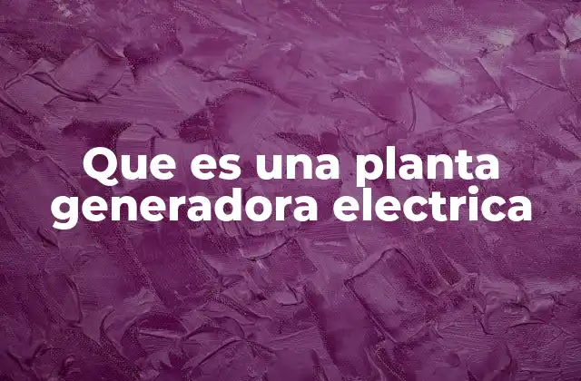 Que es una Planta Generadora Electrica