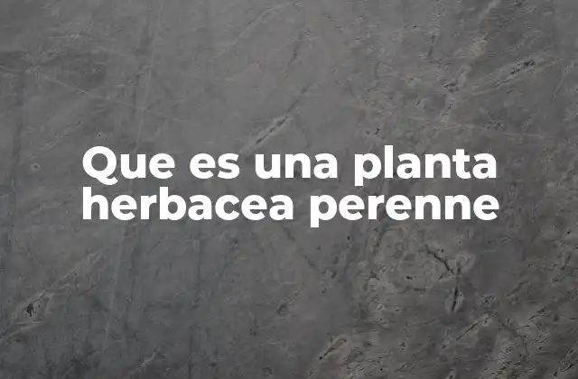 Que es una Planta Herbacea Perenne