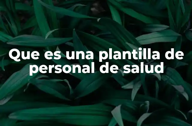 Que es una Plantilla de Personal de Salud