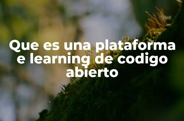 Que es una Plataforma e Learning de Codigo Abierto