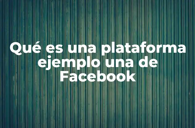 Qué es una Plataforma Ejemplo una de Facebook