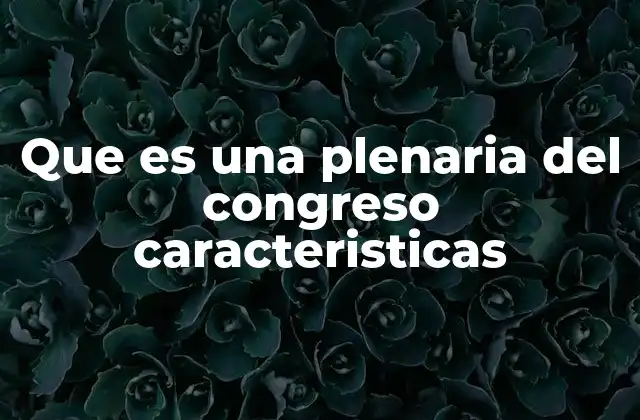 Que es una Plenaria Del Congreso Caracteristicas