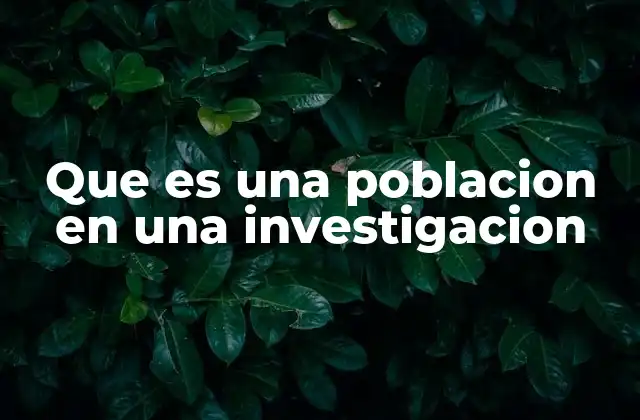 Que es una Poblacion en una Investigacion