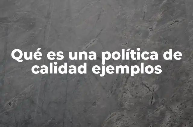 Qué es una Política de Calidad Ejemplos