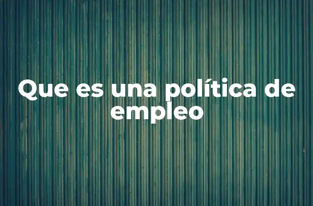 Que es una Política de Empleo