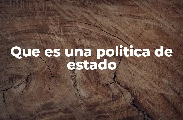 Que es una Politica de Estado
