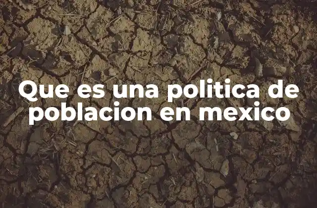 Que es una Politica de Poblacion en Mexico