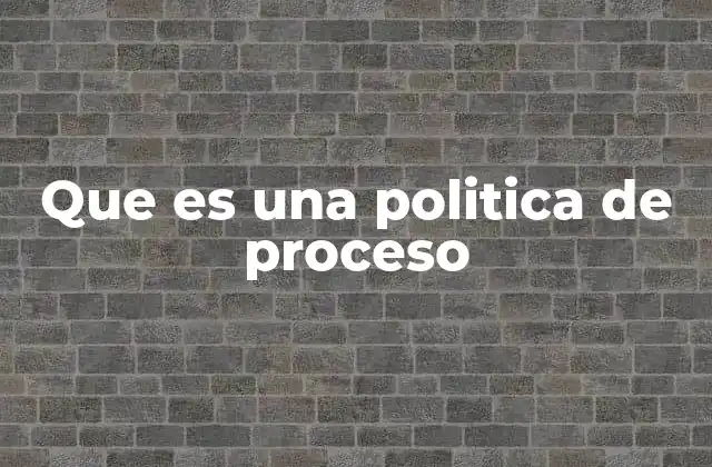 Que es una Politica de Proceso