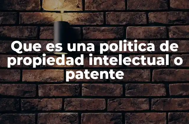 Que es una Politica de Propiedad Intelectual o Patente