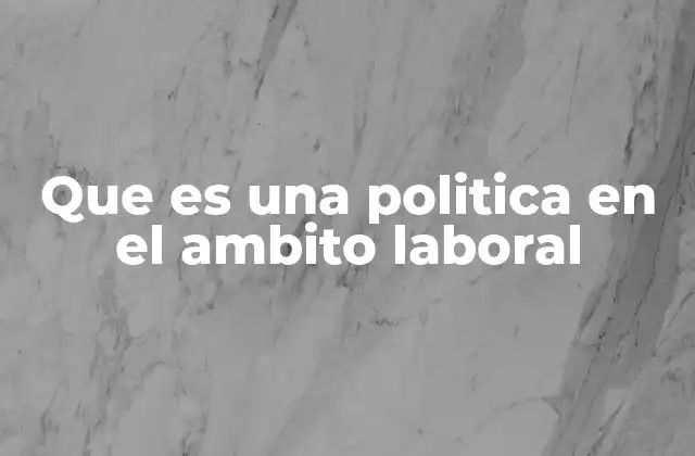 Que es una Politica en el Ambito Laboral