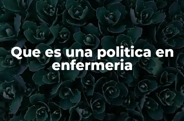 Que es una Politica en Enfermeria