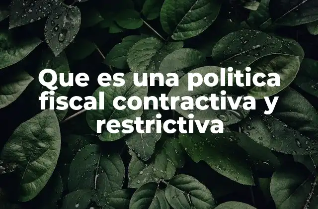 Que es una Politica Fiscal Contractiva y Restrictiva 2 El impacto de las decisiones fiscales en la economía nacional