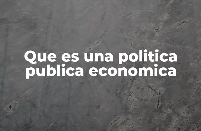 Que es una Politica Publica Economica