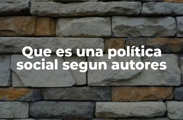 Que es una Política Social Segun Autores