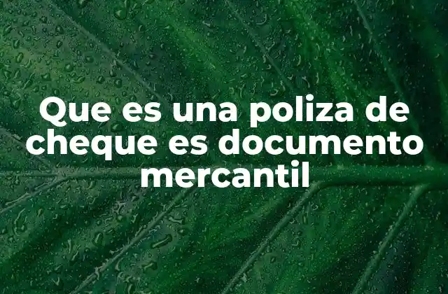 Que es una Poliza de Cheque es Documento Mercantil