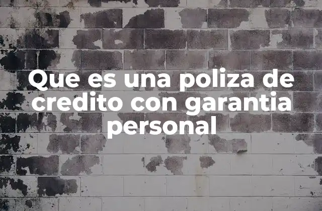 Que es una Poliza de Credito con Garantia Personal