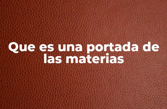 Que es una Portada de las Materias