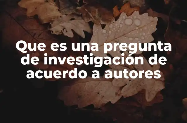 Que es una Pregunta de Investigación de Acuerdo a Autores